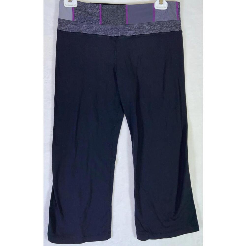 Lululemon Yoga Leggings Womens 8 Crop Pants Reversible Geometric Gray Band